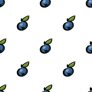 Beyaz bir arka plan üzerinde blueberry ile Seamless Modeli. 