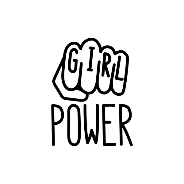 La citation "girl power" avec image poing serré féminin . — Image vectorielle