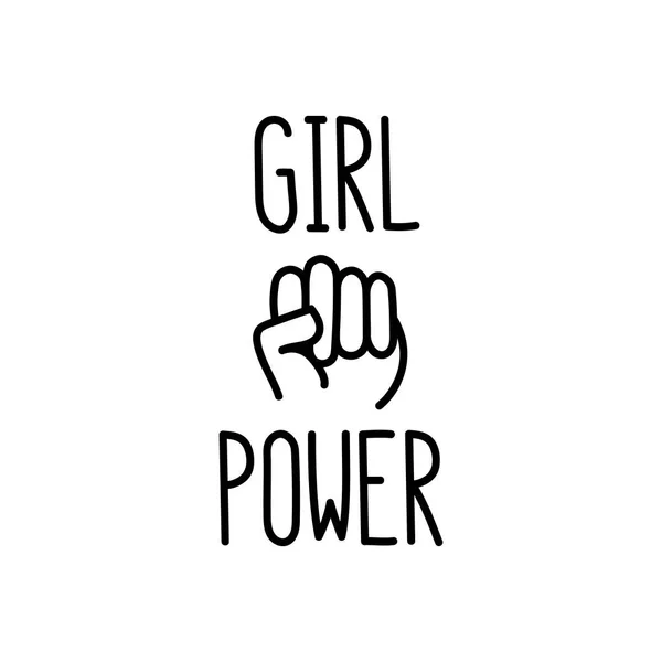 La cita "girl power" con el puño cerrado de la imagen . — Vector de stock