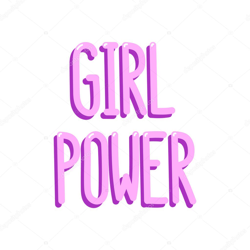 The pink inscription "Girl power" on a white background. — Stock Vector