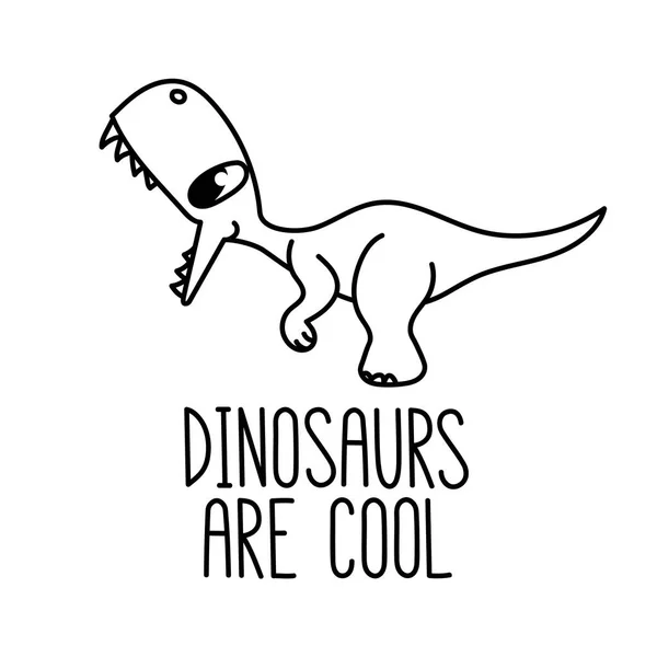 Un piccolo dinosauro dei cartoni. Con l'iscrizione: i dinosauri sono freddi . — Vettoriale Stock