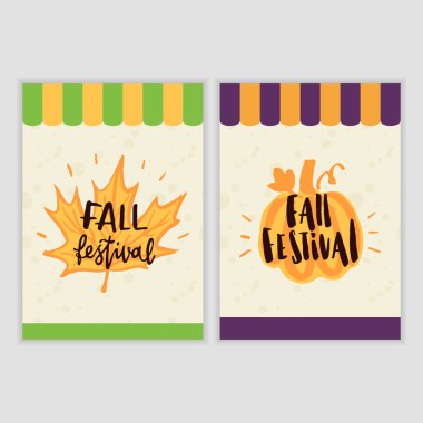 Afiş tasarımı için sonbaharda hasat festivali.