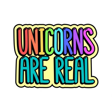 Çizgi roman tarzı yazıt - tek boynuzlu at gerçek.