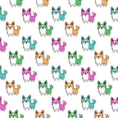 Piksel sanat stil deseni ile beyaz bir arka plan üzerinde köpek doğurmak Galce corgi.