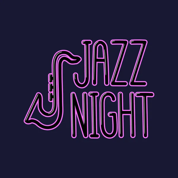 Inscripción de neón "Noche de Jazz " — Vector de stock