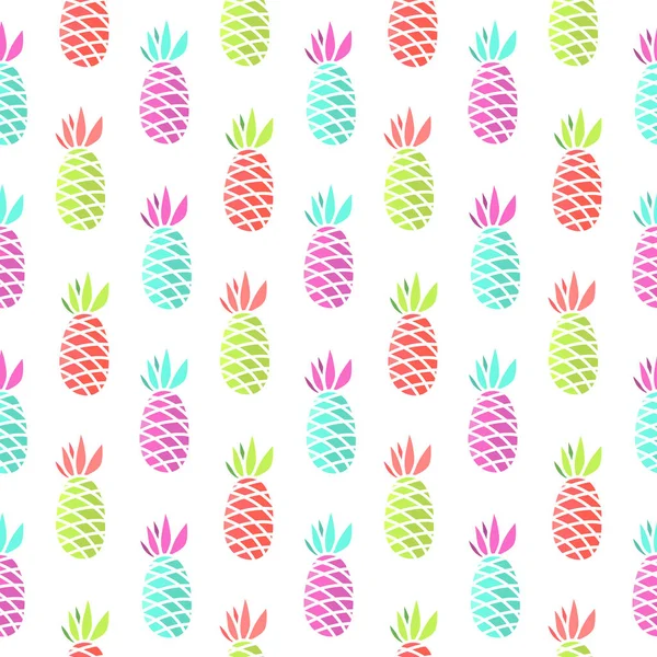 Naadloze zomer patroon met ananas op een witte achtergrond. — Stockvector