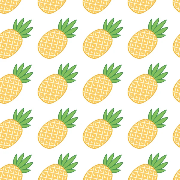 Seamless summer pattern with pineapple on a white background. — Stock Vector