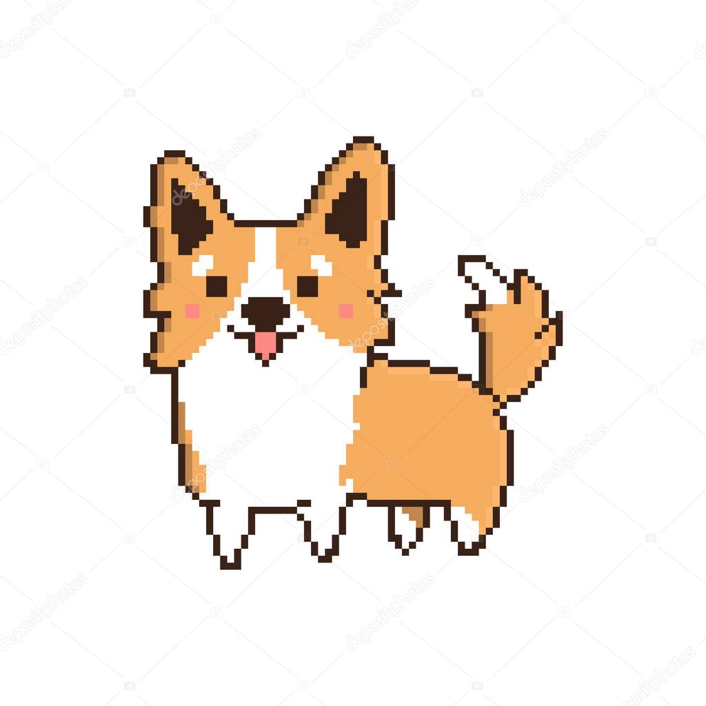 8 bit dog breed welsh corgi.