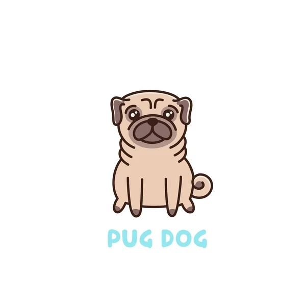 Cão bonito da raça pug . — Vetor de Stock