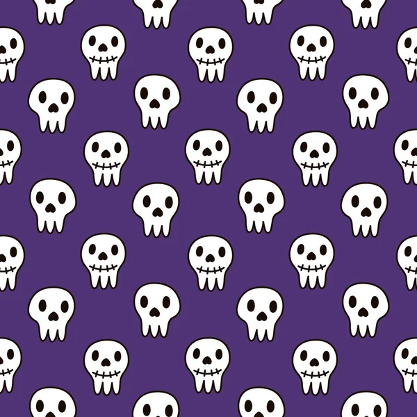 Cadılar Bayramı için şirin desenle bir hayalet ve mor bir arka plan üzerinde bir kafatası. 