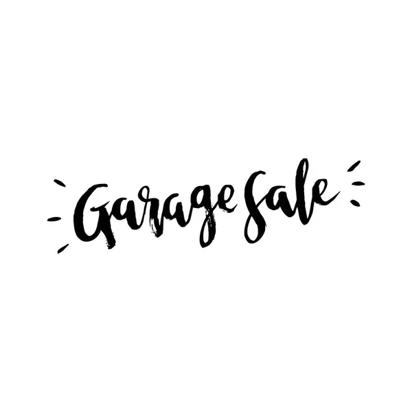 Logotipo de venda de garagem, em estilo grunge. Pintado à mão em tinta preta na técnica de letras de escova . —  Vetores de Stock