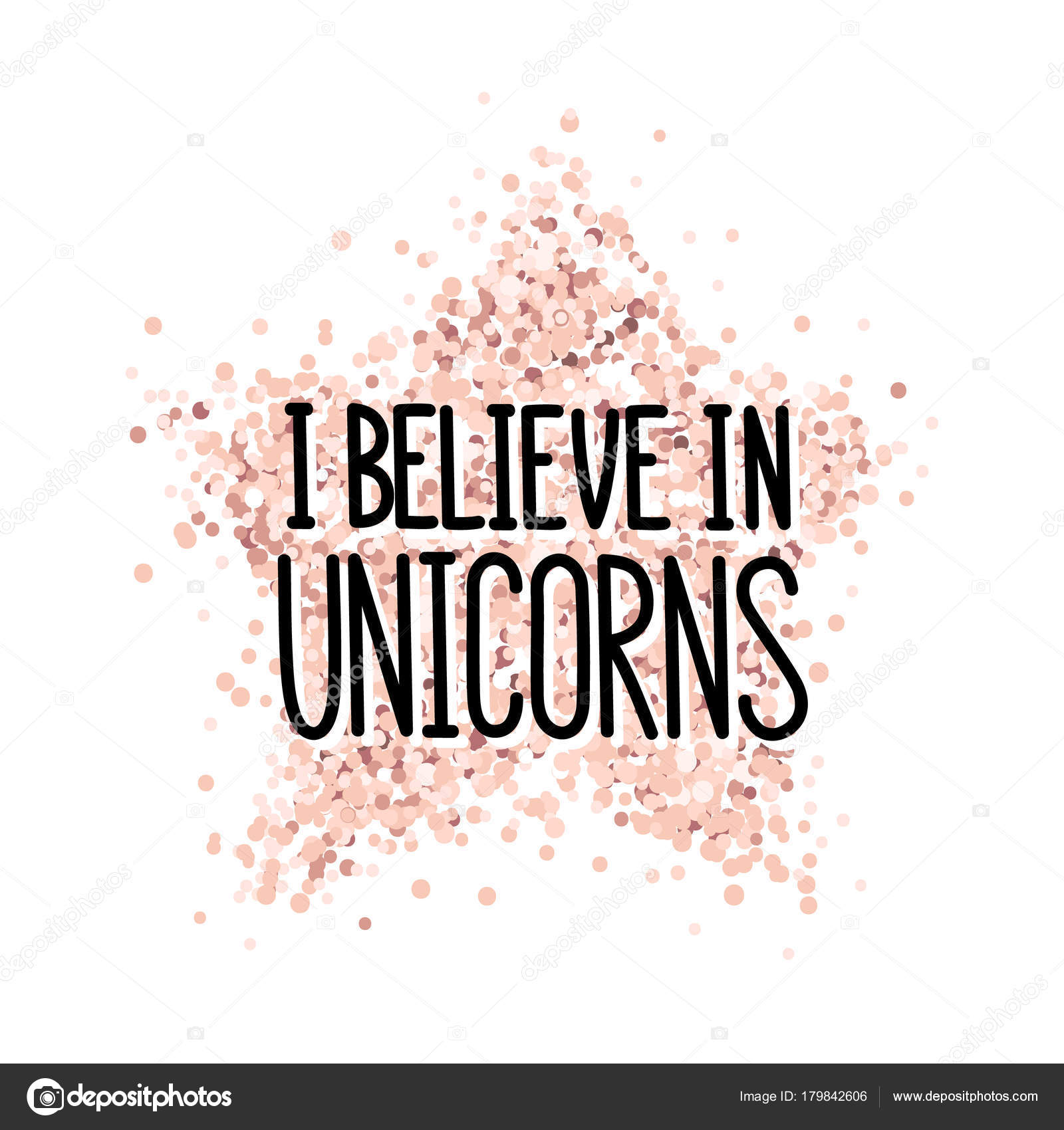 Quote Believe Unicorns Pink Gold Glitter Star Can Used Sticker Stock Vector C Viaire