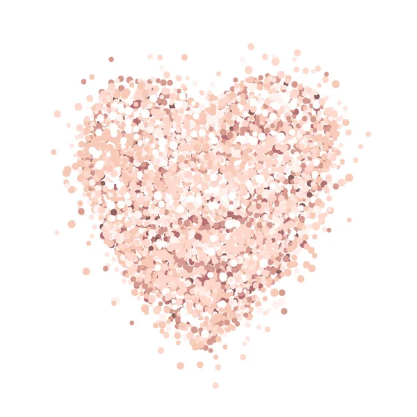 Coeur Paillettes Rose Sur Fond Blanc Modèle Pour Bannière Carte — Image vectorielle