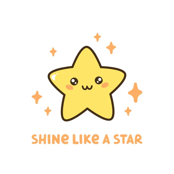 Cute Star Met Citaat Shine Star Het Kan Worden Gebruikt — Stockvector