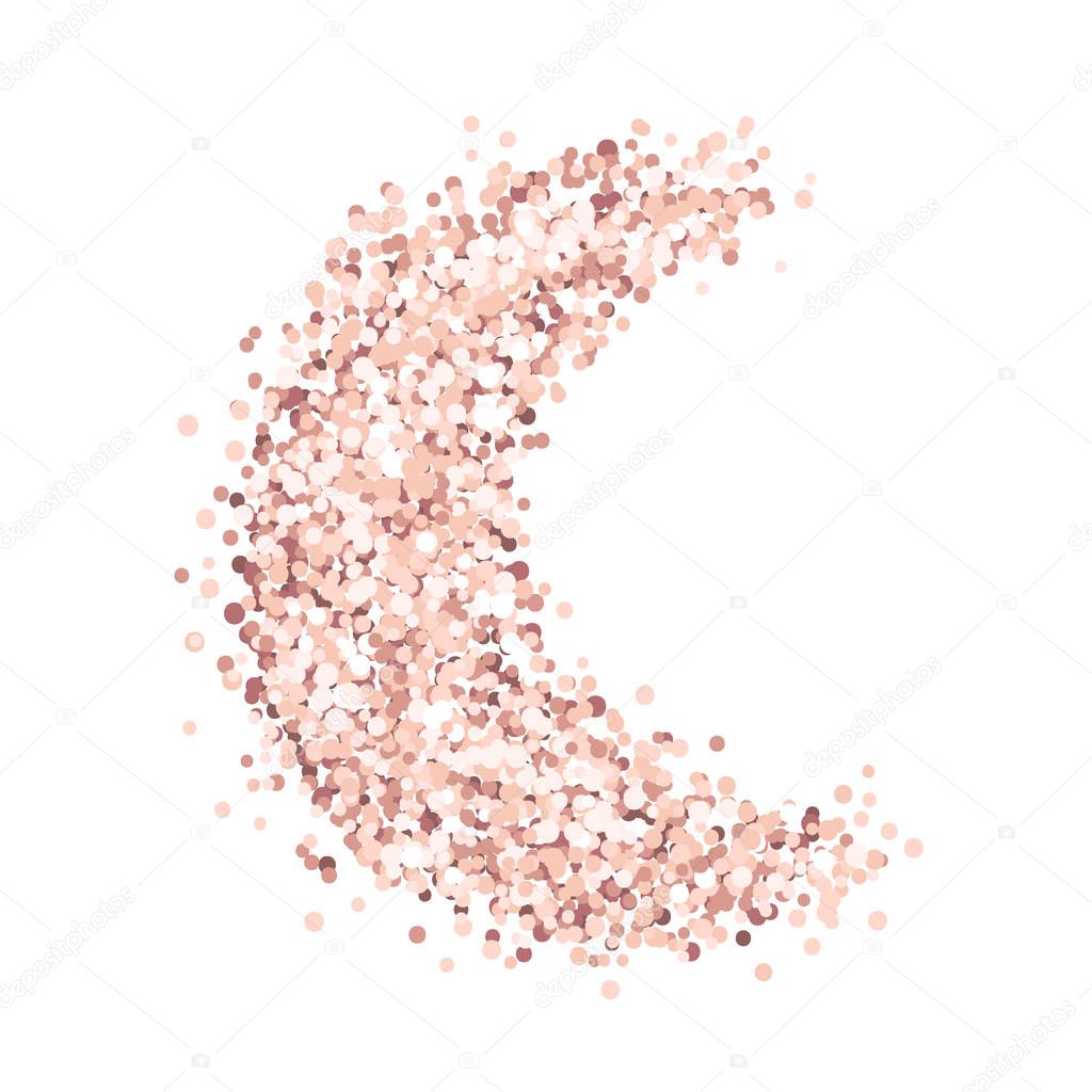 Moon Pink Gold Glitter White Background Design Banner Card ...