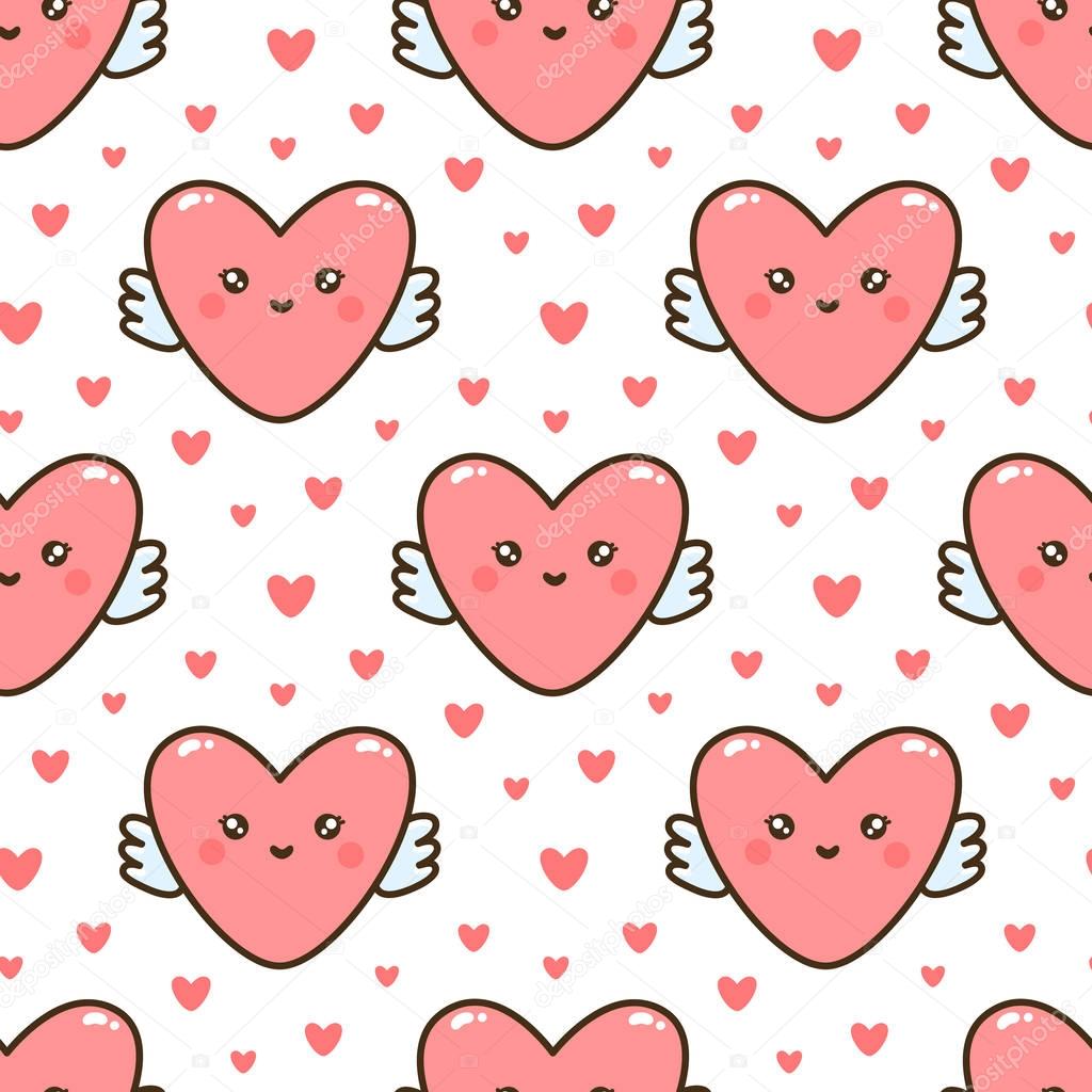 Seamless pattern with cute heart. It can be used for packaging, wrapping paper, textile and etc. Valentine's day card. Excellent print for children's clothes, bed linens, etc.