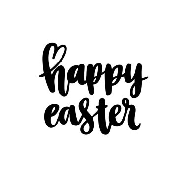 Yazıt: Happy Easter, el-çizim beyaz bir arka plan üzerinde mürekkep. Bu kullanılabilir kart, kupa, broşür, poster, şablon ITP için. 