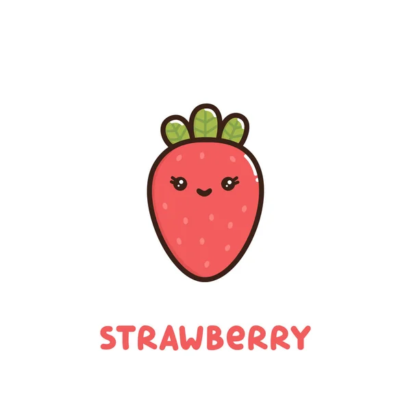 Süße Erdbeere Mit Einem Lächeln Auf Weißem Hintergrund Kann Für — Stockvektor