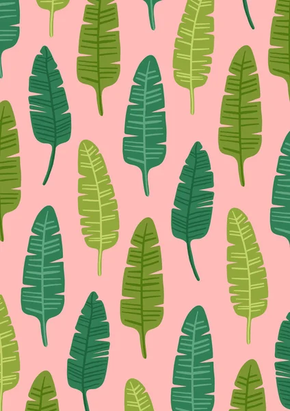 Postervorlage Mit Tropischen Palmenblättern Auf Rosa Hintergrund Schöne Florale Print — Stockvektor
