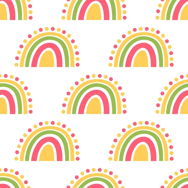 Seamless Pattern Colorful Rainbow White Background Scandinavian Style Can Used — Stock Vector