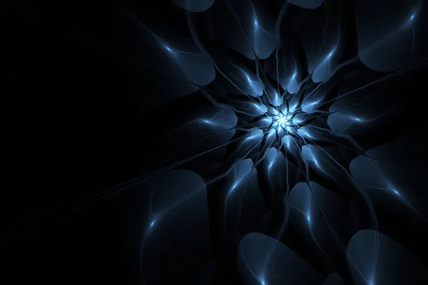 Brillante estrella de las flores marinas. Hermosa flor fractal abstracta, color azul —  Fotos de Stock