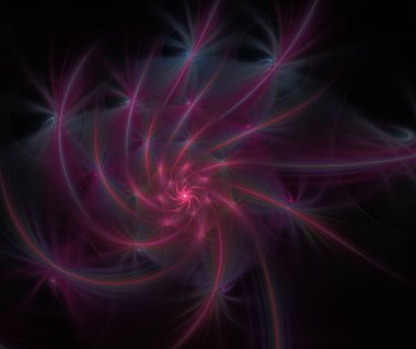 Soyut bir bilgisayar modern fraktal tasarım koyu arka plan üzerinde oluşturulan. Fraktal renk doku soyut. Dijital sanat. Soyut Form ve renk. Yıldız parlak ışınları ile kabarık sarmal