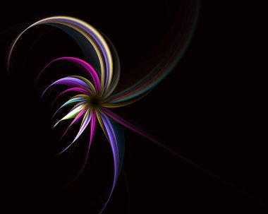 Sihirli sarmal çiçekler. Soyut fraktal. Yaratıcı tasarım ve dekorasyon için fraktal sanat arka planı. Bilgisayar tarafından oluşturulan illüstrasyon