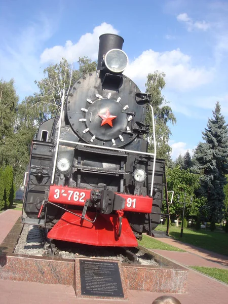 Velha Locomotiva Vapor Exposição Museu Urss Velha Locomotiva Russa Locomotiva — Fotografia de Stock