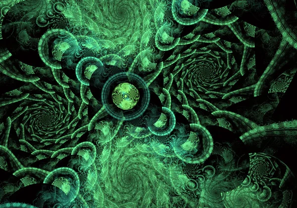 Abstracte Fractal Patronen Vormen Ruimtegeometrie Dynamisch Stromende Vormen Met Spiralen — Stockfoto