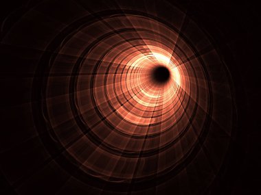 Zaman tüneli, bilgisayar tarafından oluşturulan soyut fraktal arka plan. Gelecekteki kablo grafikleri için soyut eşmerkezli ışık geçidi geçidi arkaplanı, dijital gelecek teknolojisi grafiği.