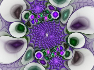 Bilgisayar çift spiral fraktalını mavi renkte üretti. Karmaşık çift sarmal (3 boyutlu illüstrasyon, arkaplan)