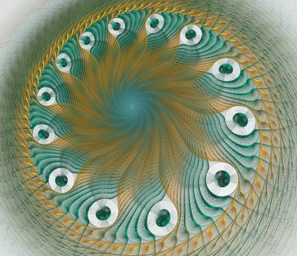数字计算机分形艺术抽象分形气泡螺旋形 分形背景螺旋形计算机生成的图像 用于创造性平面设计的数字艺术品 — 图库照片