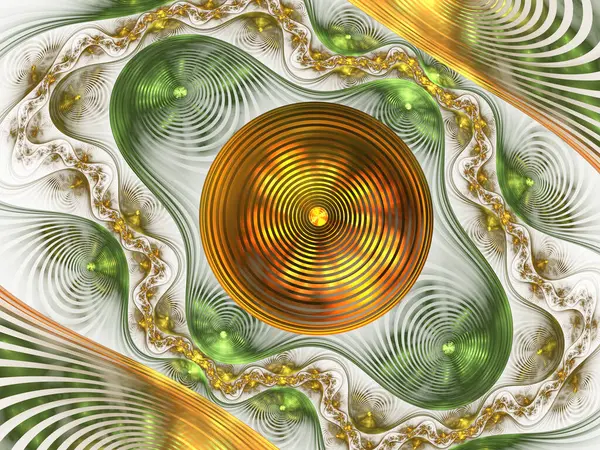 Гранд Юлианский Фрактал Многоцветная Комбинация Зеленые Кольца Абстрактная Компьютерная Картинка — стоковое фото