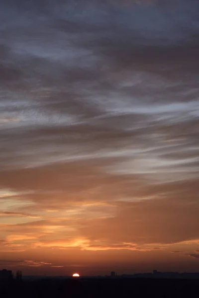 Vurige Oranje Zonsondergang Hemel Prachtige Lucht — Stockfoto