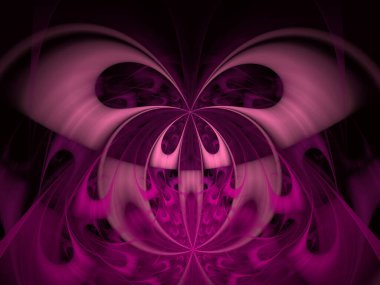 Dijital bilgisayar fraktal sanatı soyut fraktallar, renkli kelebekler. Biyoloji, süsleme ve yaratıcılık tasarımı üzerine fraktal kelebek şekilleri ve ışıklardan oluşan sanatsal soyutlama