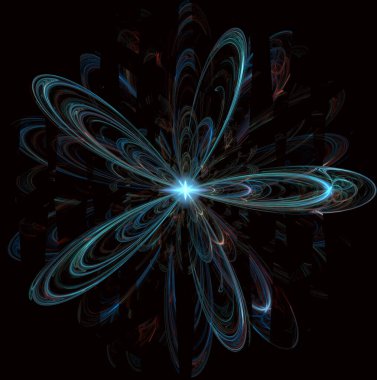 Bilim ve teknoloji konularında elektron yörüngeleri ve fraktal örüntülerin bileşimi