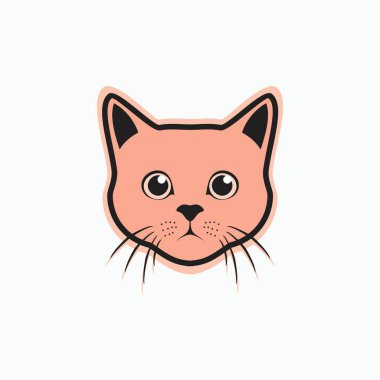 Şirin pembe kedi yüzü - basit komik kedi logosu