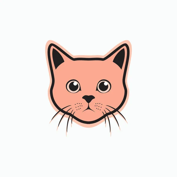 Mignonne Face Rose Chat Logo Amusant Chat — Image vectorielle