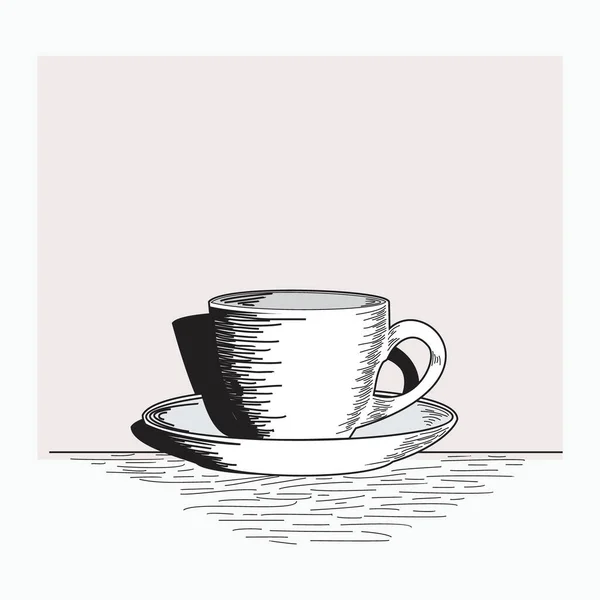Καφέ Τσάι Κύπελλο Για Καφέ Εστιατόριο Μαύρο Και Άσπρο Χέρι — Διανυσματικό Αρχείο