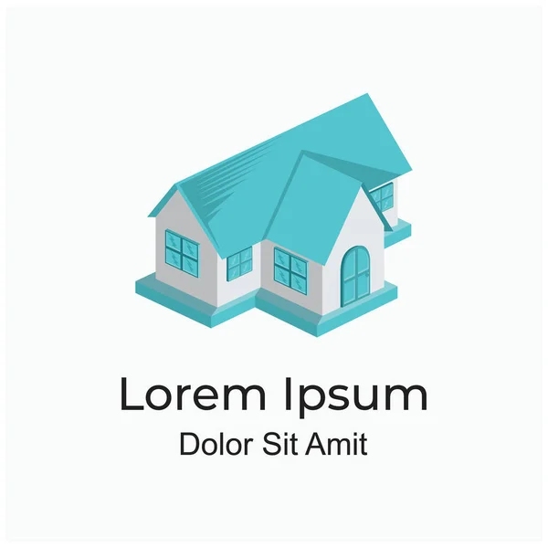 Isometric House Isolated Bungalow Rent House Logo — Stock Vector