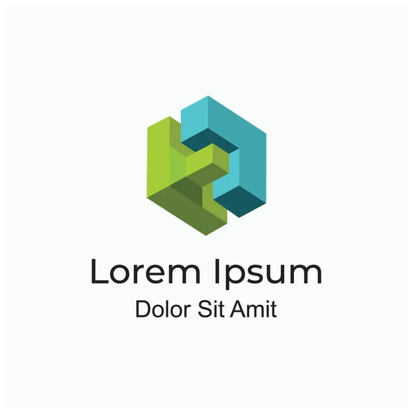 Emlak şirketi veya mimarlık markası için soyut izometrik küp veya altıgen işaret logosu kavramı