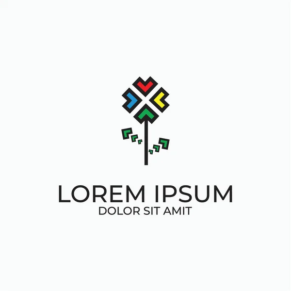 Logo Simple Abstracto Flor Cruzada Color Arte Para Marca Empresa — Vector de stock