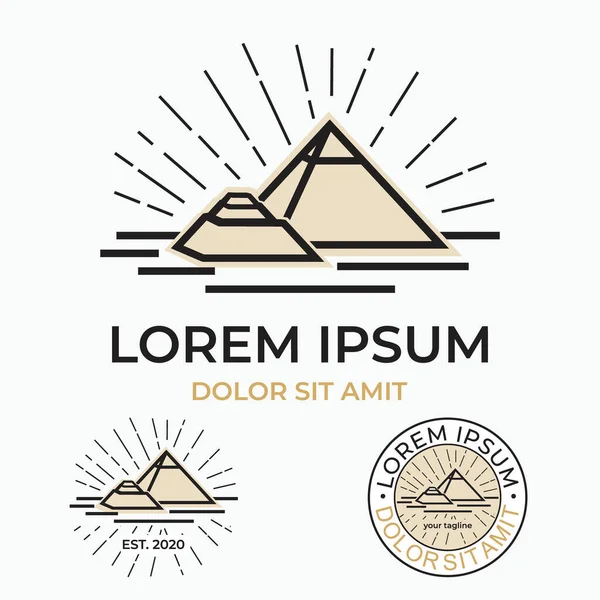 Garis Piramida Gambar Tujuh Keajaiban Dunia Sederhana Dan Elegan Logo - Stok Vektor