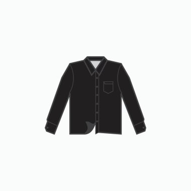 Üretim kıyafetleri, reklamlar ve tekstil kullanımı için cep simgesi içeren siyah yakalı resmi kumaş.