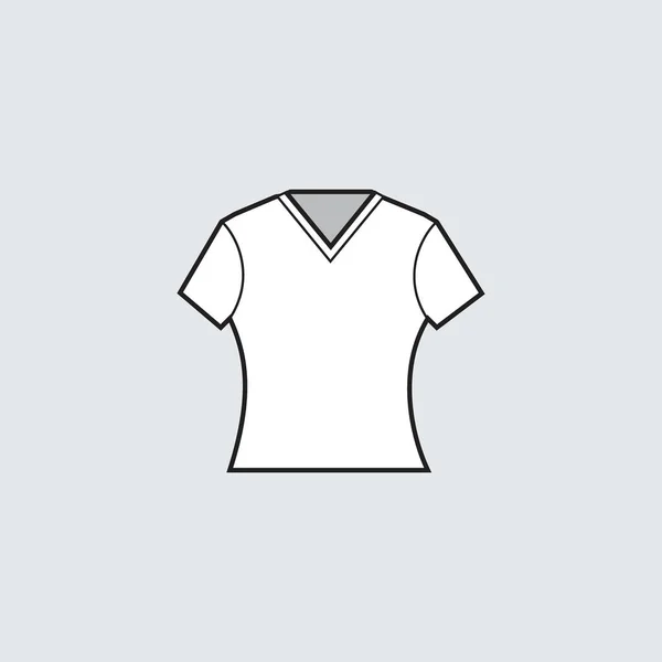 白色T恤衫短袖V领图标 苗条衫或女衫 生产服装 服装纺织品用 — 图库矢量图片