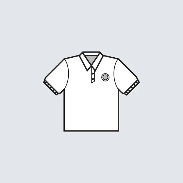 Branco Pescoço Pólo Camisa Manga Comprida Ícone Ajuste Fino Camisa — Vetor de Stock