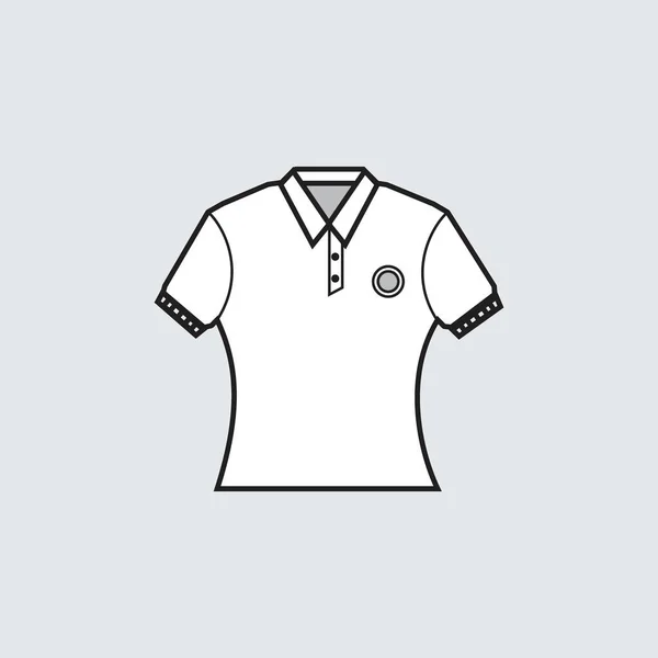 Branco Pescoço Pólo Camisa Manga Comprida Ícone Ajuste Fino Camisa — Vetor de Stock