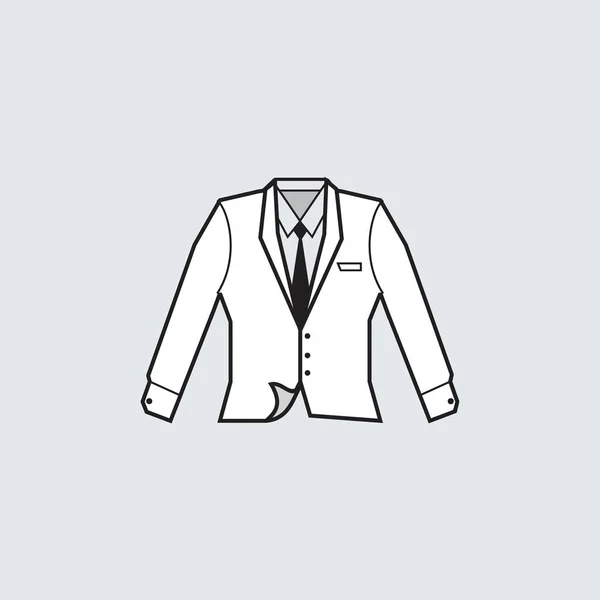 Tuxedo Branco Com Ícone Arte Linha Gravata Isolado Branco Para —  Vetores de Stock