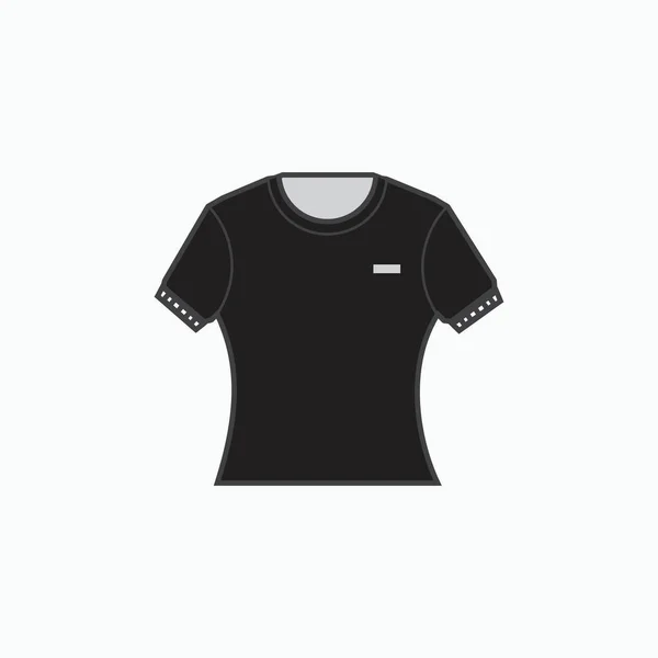 Icono Camisa Polo Negro Manga Corta Camisa Delgada Camisa Mujer — Archivo Imágenes Vectoriales