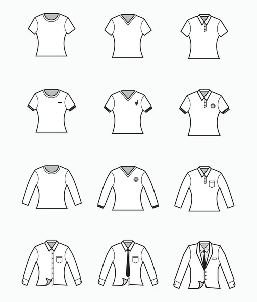 Camiseta Blanca Camisa Polo Tela Formal Colada Icono Tuxedo Camisa — Vector de stock